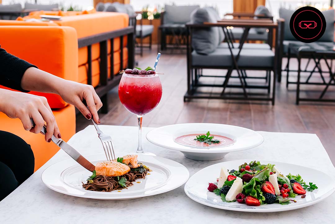 Image of a customer enjoying a fancy meal